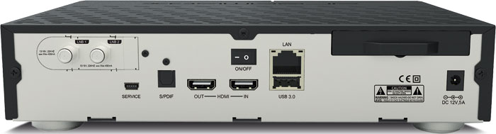 Die Sat-Variante der DM900 ultra HD wird mit einem Twin-Tuner für den Satellitenempfang ausgeliefert.