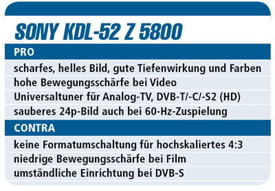 Test Sony KDL-52 Z 5800 - LCD-TV für 2.800 €